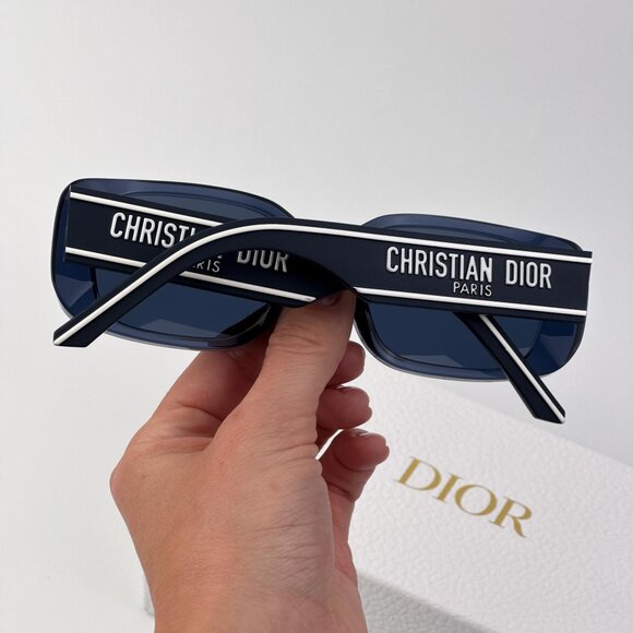 Dior WILDIOR S2U Sunglasses – Translucent Blue Rectangle Frame with Blue Lenses - Picture 3 of 14
